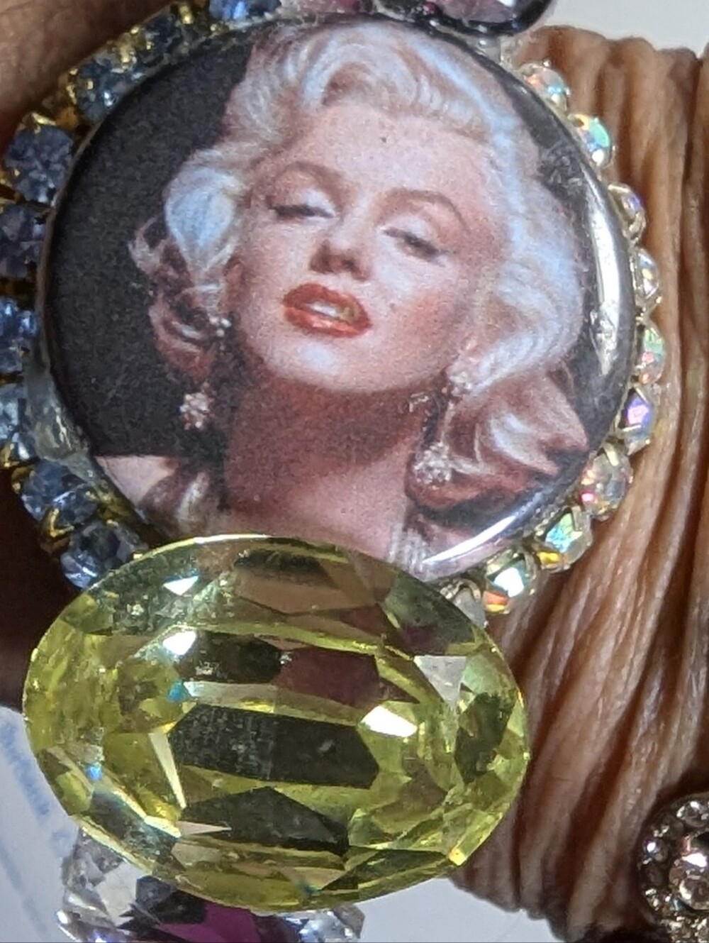 Wendy Gell Marilyn Monroe bracelet with Swarovski jewels and more.